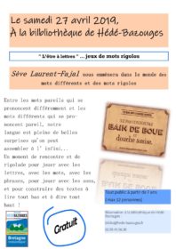 "L’être à lettres " jeux de mots rigolos @ Bibliothèque de Hédé-Bazouges